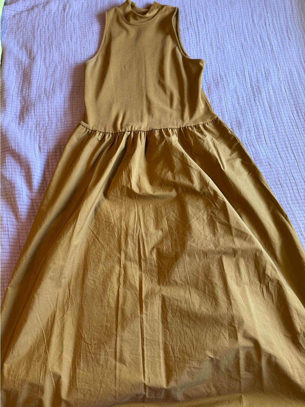 Women’s Sleeveless Mock Neck Dress in Mustard